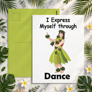 Postal Chica Bailarina de Hula Expresándose a Través del