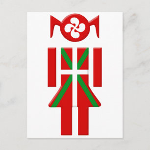 Postal Chica bandera vasca Euskadi Bayonne
