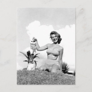 Postal Chica bikini Foto en blanco y negro