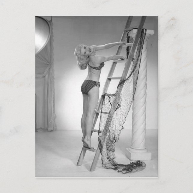 Postal Chica bikini Foto en blanco y negro (Anverso)