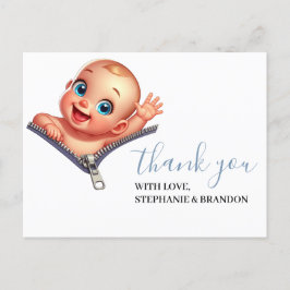 Postal Chica Buscando Baby Shower White Gracias