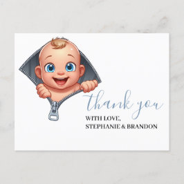 Postal Chica Buscando Baby Shower White Gracias