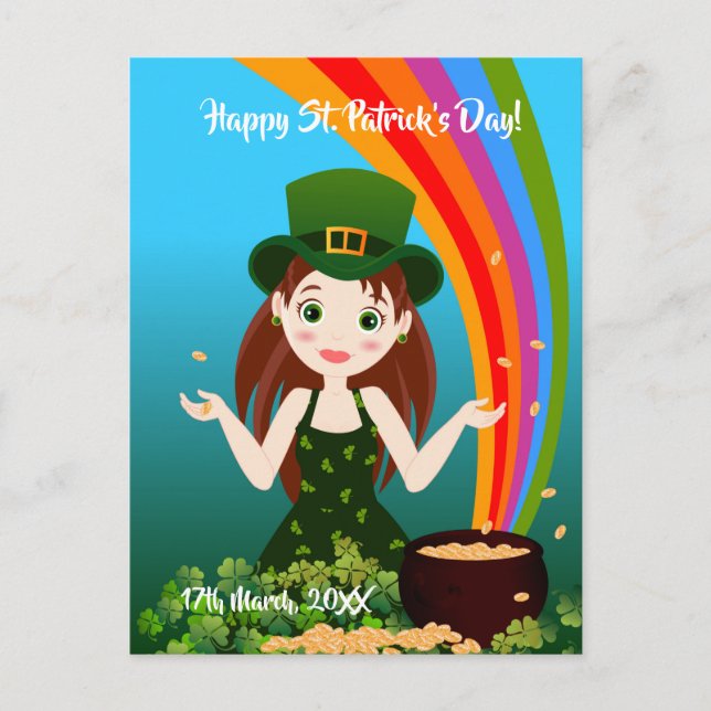 Postal Chica celebra su cumpleaños en Saint Patrick (Anverso)