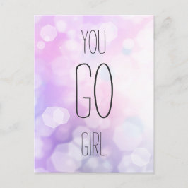 Postal Chica: Cita Inspiradora de Purple Bokeh