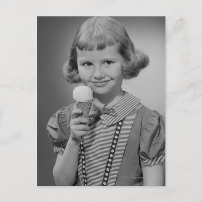 Postal Chica comiendo helado (Anverso)