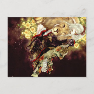 Postal chica con anime de león