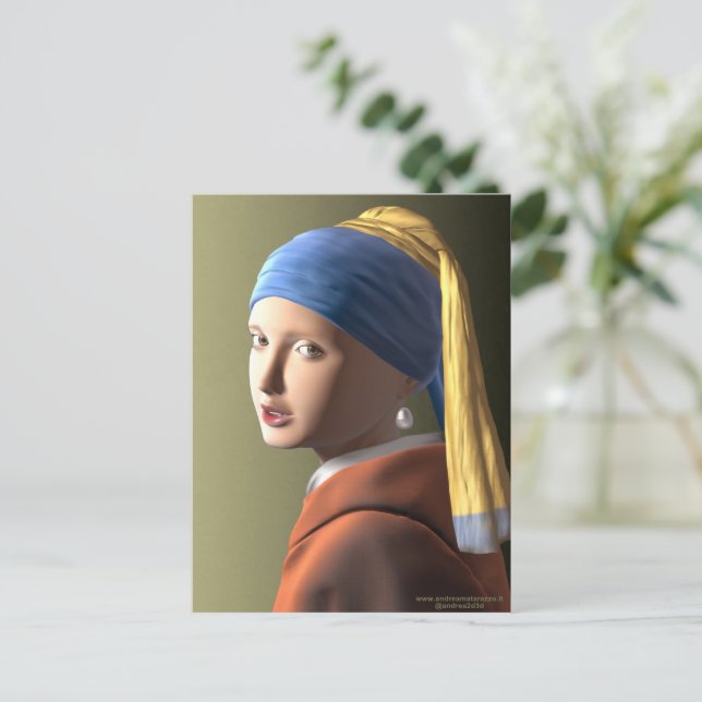 Postal Chica con arete de perlas (Anverso de pie)