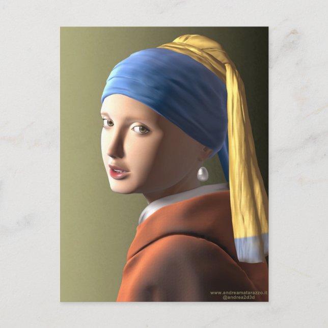 Postal Chica con arete de perlas (Anverso)