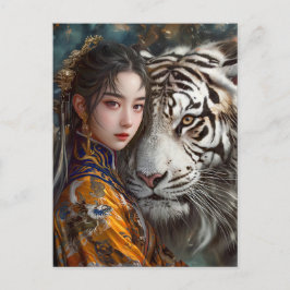 Postal Chica con arte zodiaco chino tigre