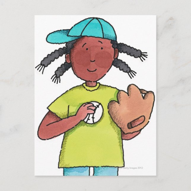 Postal Chica con béisbol y guante (Anverso)