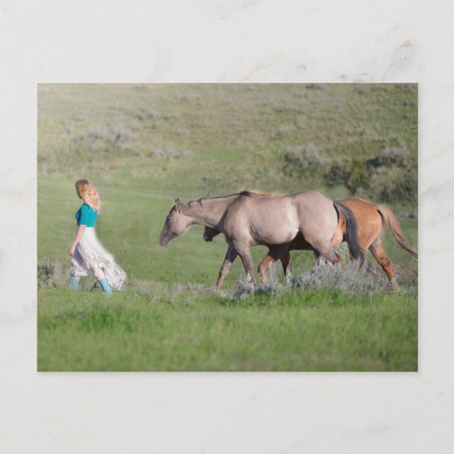 Postal Chica con caballos (Anverso)
