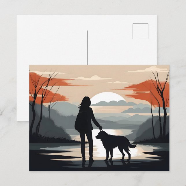 Postal Chica con el perro (Anverso / Reverso)
