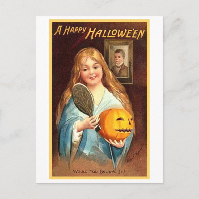 Postal Chica con espejo y calabaza (Anverso)