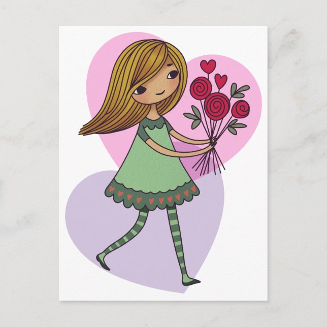 Postal Chica Con Flores (Anverso)