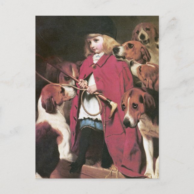 Postal Chica con Foxhounds - Arte de época - Charles Barb (Anverso)