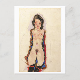 Postal Chica con Garters Rojos | Egon Schiele |