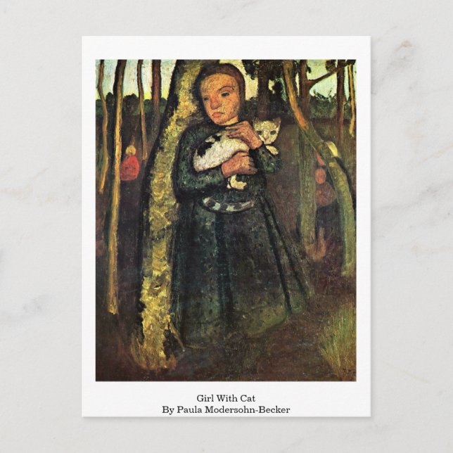 Postal Chica Con Gato De Paula Modersohn-Becker (Anverso)