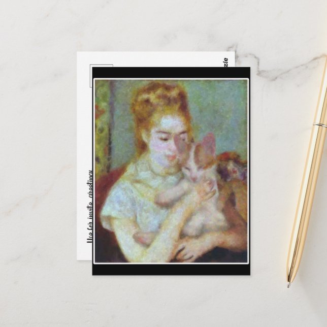Postal Chica con gato de Renoir (Anverso/Reverso In Situ)