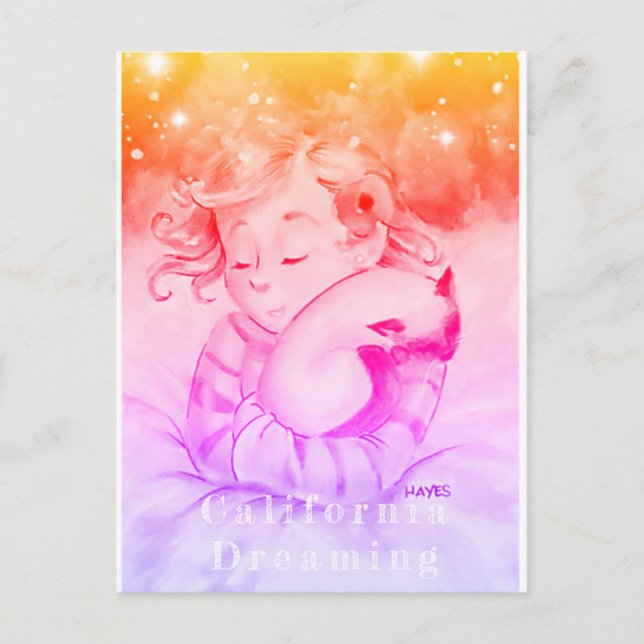 Postal Chica Con Gato Durmiente (Versión 2) (Anverso)