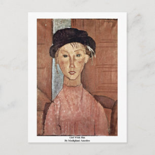 Postal Chica Con Gorra De Modigliani Amedeo