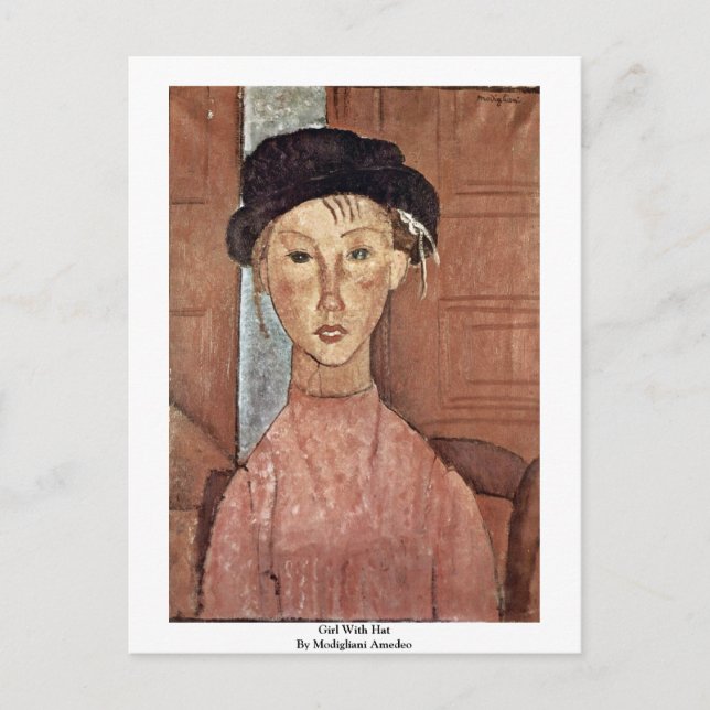 Postal Chica Con Gorra De Modigliani Amedeo (Anverso)