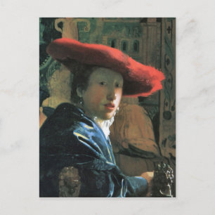 Postal Chica con gorra rojo de Johannes Vermeer