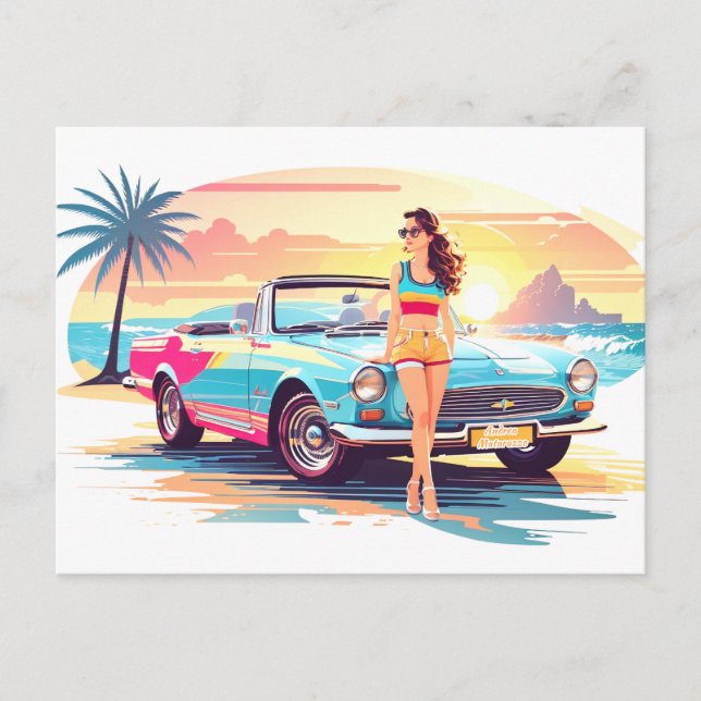 Postal Chica con la naturaleza del coche y del sueño (Anverso)