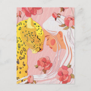 Postal chica con leopardo
