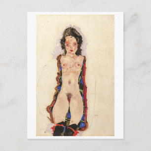 Postal Chica con ligas rojas Egon Schiele