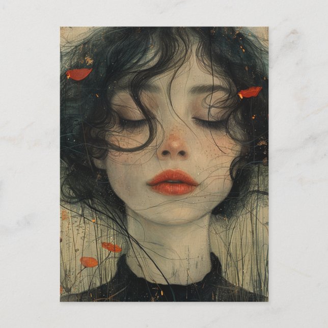 Postal Chica Con Los Ojos Cerrados (Anverso)