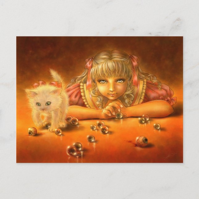 Postal Chica con los ojos espeluznantes Macabre Fantasy P (Anverso)