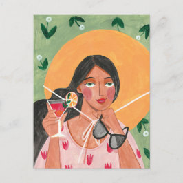 Postal Chica con papel tapiz de flores de gafas de sol go