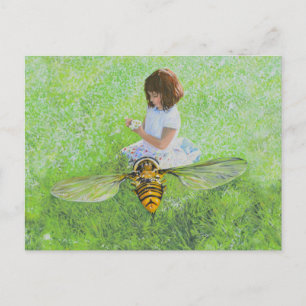 Postal Chica con pintura de abejas de Steve Berger Postca