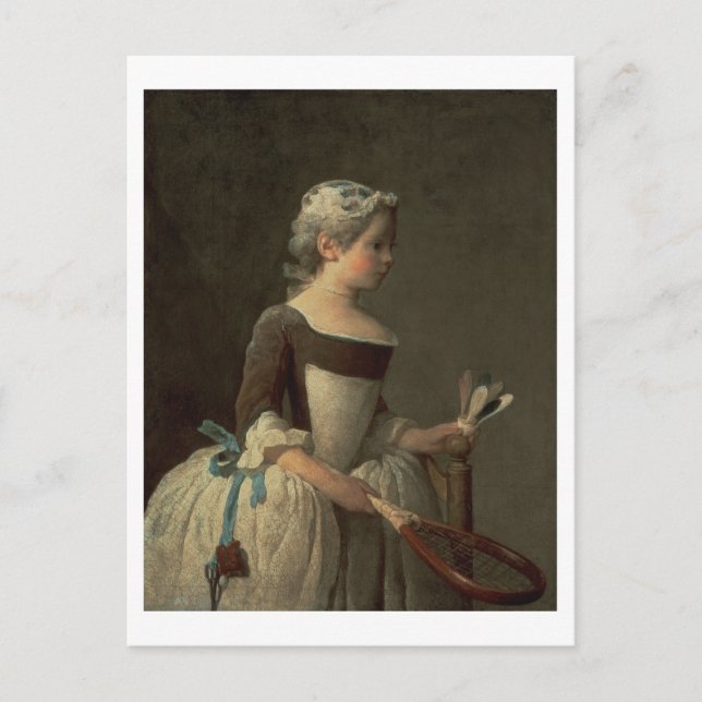 Postal Chica con raqueta y obturador (Anverso)