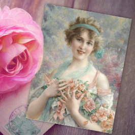 Postal Chica con rosas de Emile Vernon
