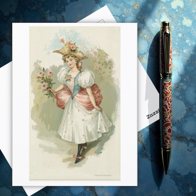 Postal Chica con rosas rosadas (aproximadamente 1885) (Subido por el creador)