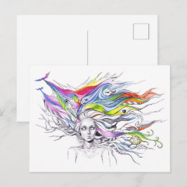 Postal Chica con sueños en su cabello Fantasma surrealist