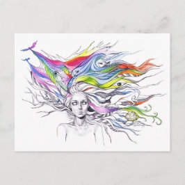 Postal Chica con sueños en su cabello Fantasma surrealist