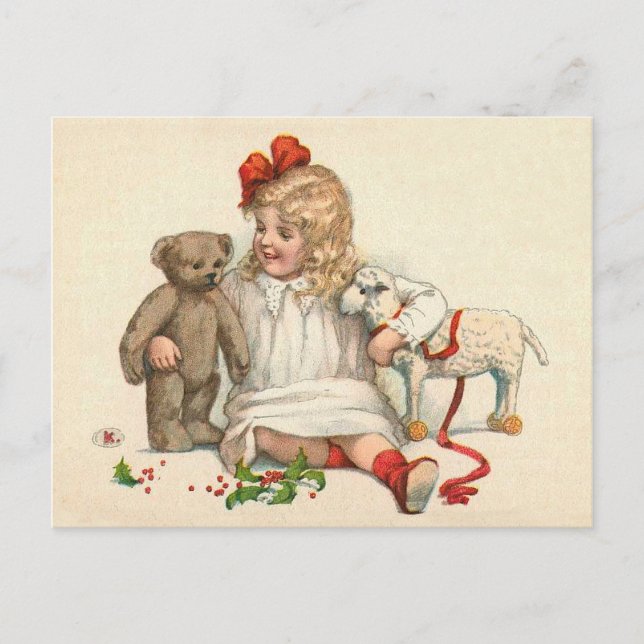 Postal Chica con Teddy y Lamb (Anverso)