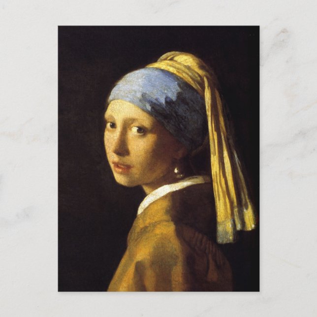 Postal Chica con un Bella Artes Pearl Earring Vermeer (Anverso)