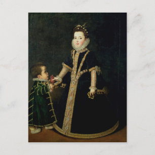 Postal Chica con un enano, considerado un retrato