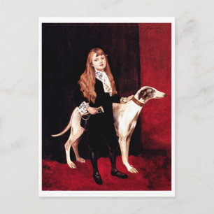 Postal Chica con un galgo