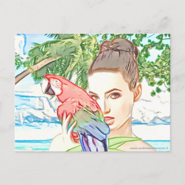 Postal Chica con un loro (Anverso)