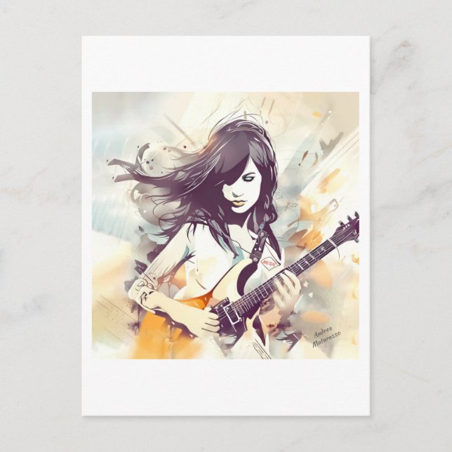 Postal Chica con vibraciones de música rock (Anverso)