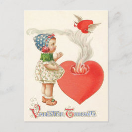 Postal Chica Corazón Alas Flecha Fuego