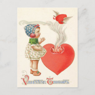 Postal Chica Corazón Alas Flecha Fuego