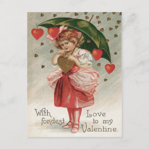 Postal Chica Corazón Paraguas Lluvia Ducha