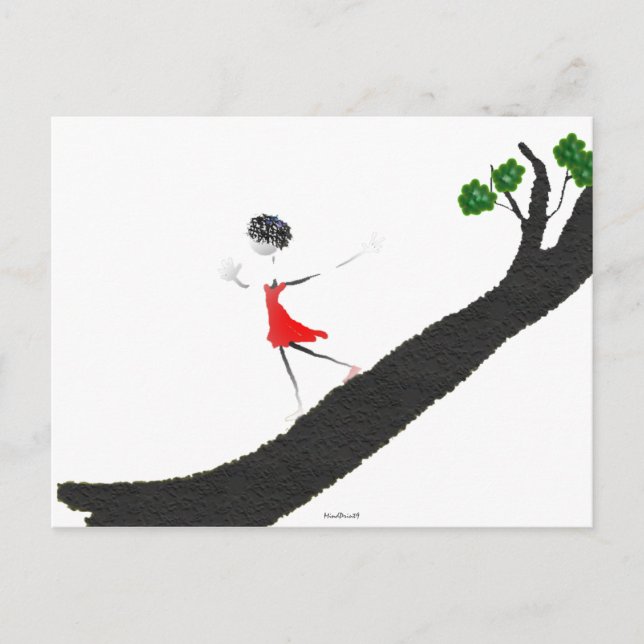 Postal Chica corriendo un árbol (Anverso)