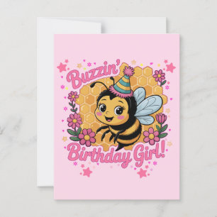Postal Chica Cumpleañera Abeja Zumba Tema Abeja Luchadora