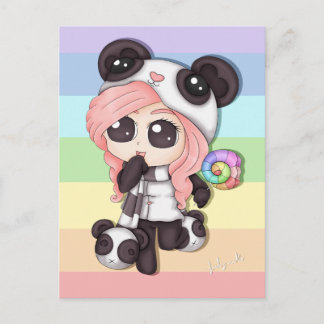 Postal Chica Cute Rainbow Anime Panda